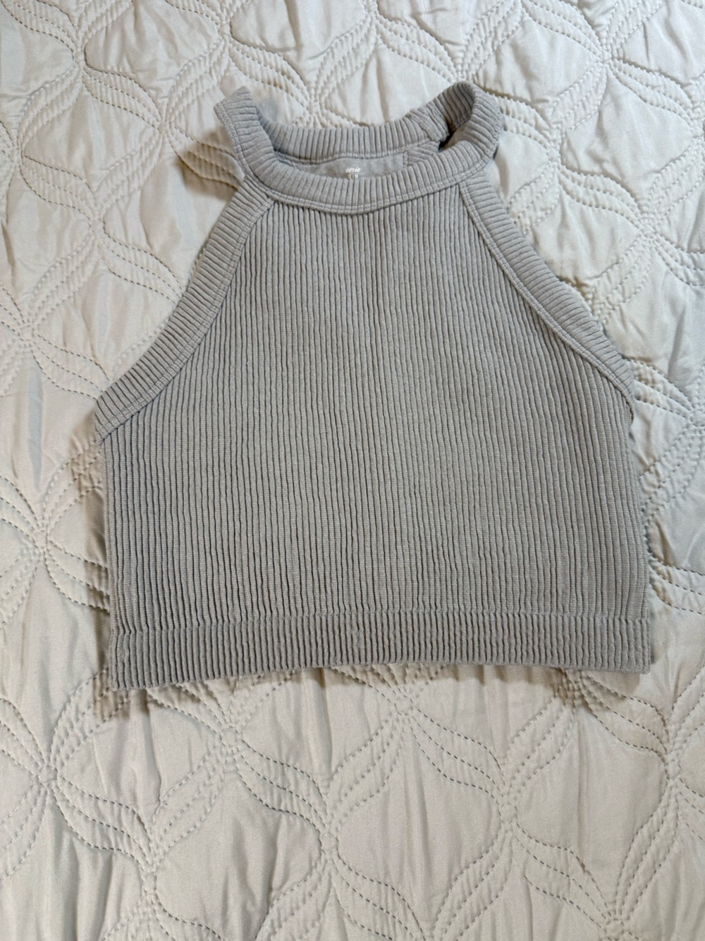 Aerie Real Good Ribbed Halter Crop Tank‎ Top Gray Medium